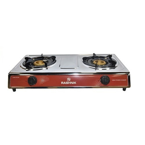 Rashnik RN-1509 Double Burner Gas Cooker - 2 Gas burners, Stainless Steel, Non-stick coated surface